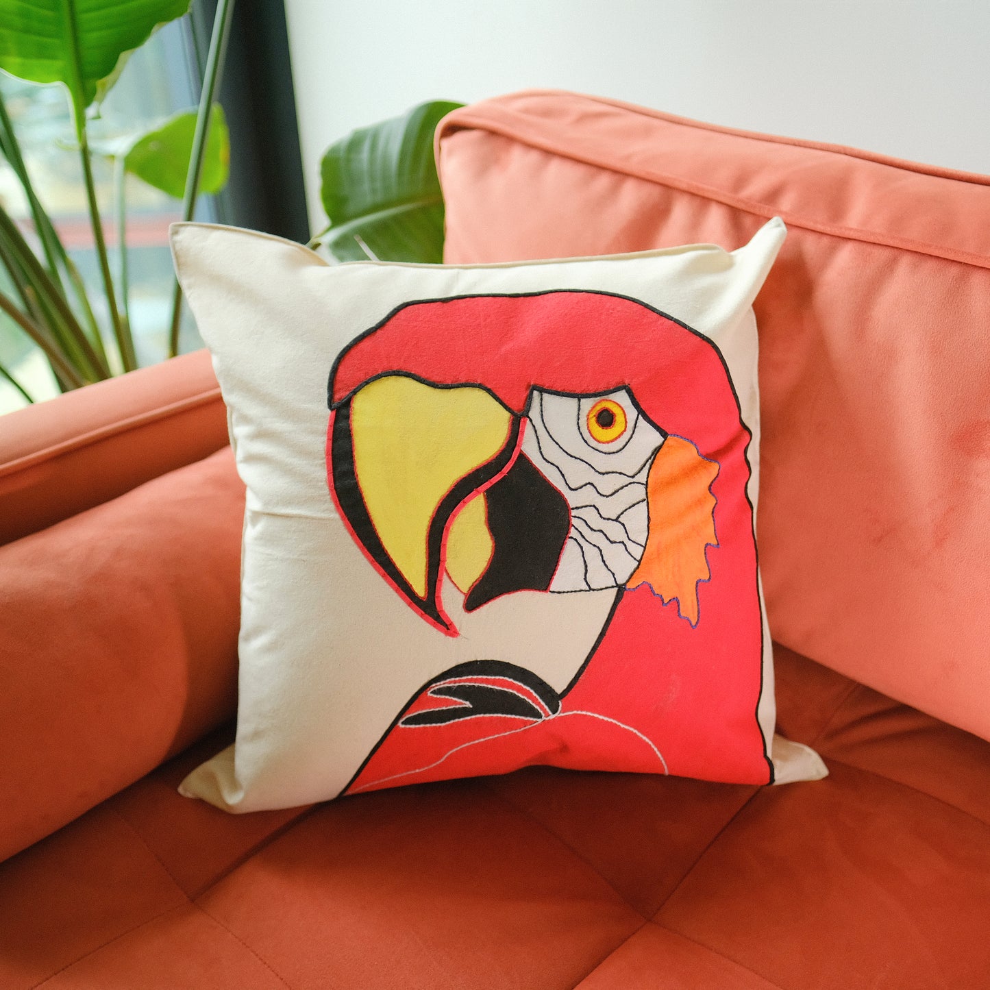 Red Parrot Cushion Cover