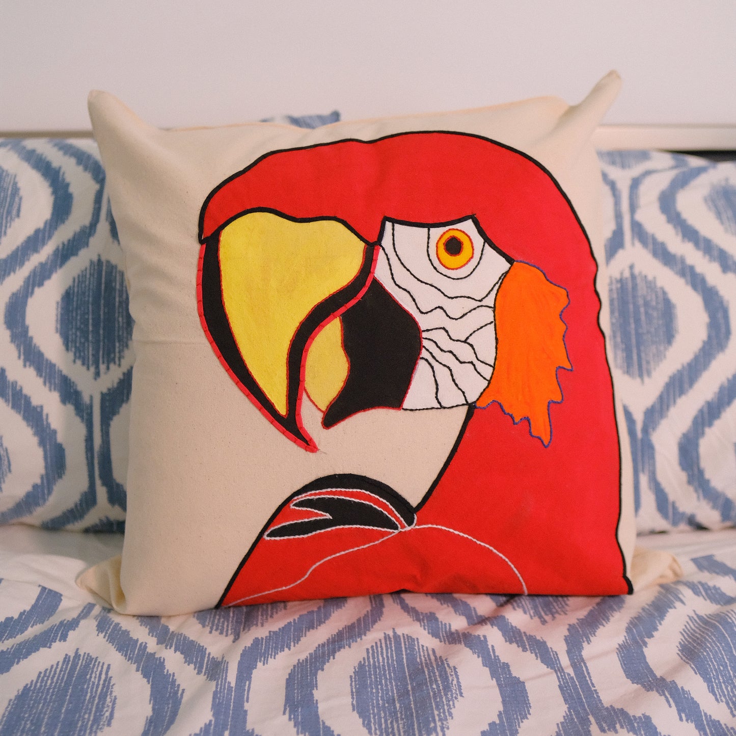 Red Parrot Cushion Cover